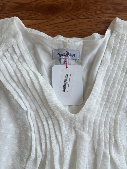 NWT Perfectly Priscilla White Swiss Dot Shift Dress | XL