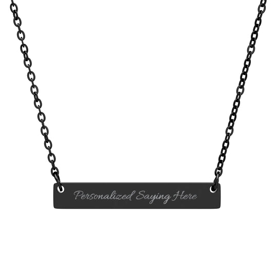 Personalized Bar Necklace, Custom Engraved Name Necklace, Minimalist Horizontal Bar Jewelry, Gift for Mom, Girlfriend, Custom Text Necklace