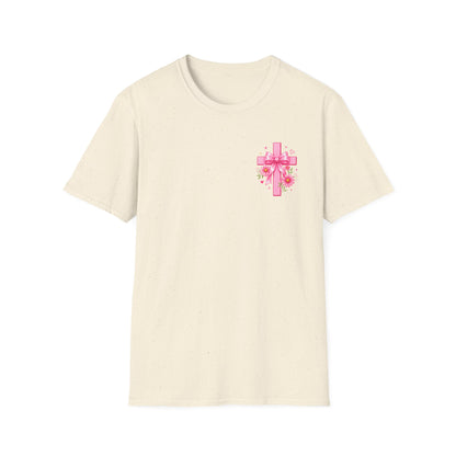 God Is In The Details Tee | Coquette Christian Shirt | Girly Faith Graphic Tee | Pink Bow Cross Shirt | Trendy Boutique Top