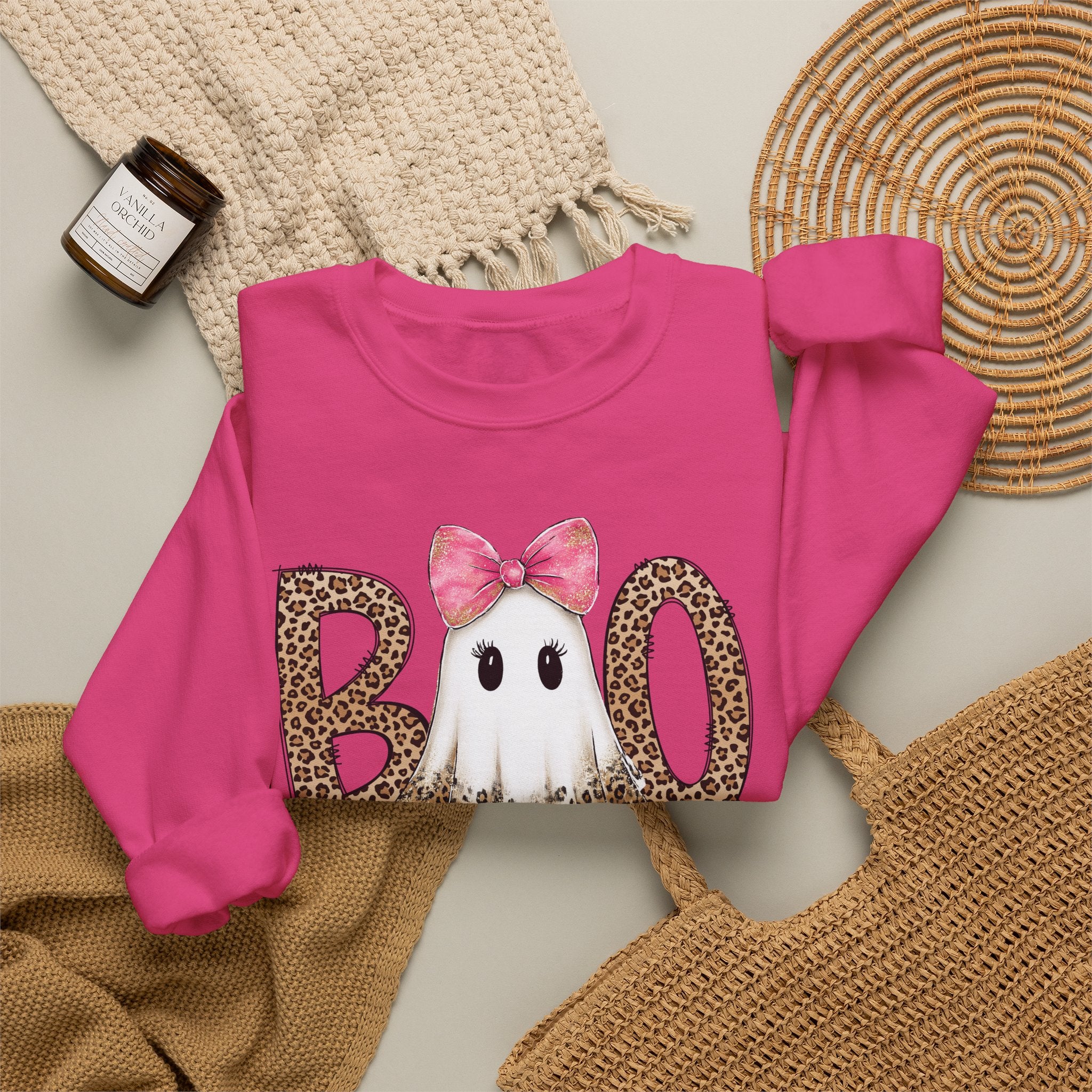 Leopard "Boo" Ghost Crewneck