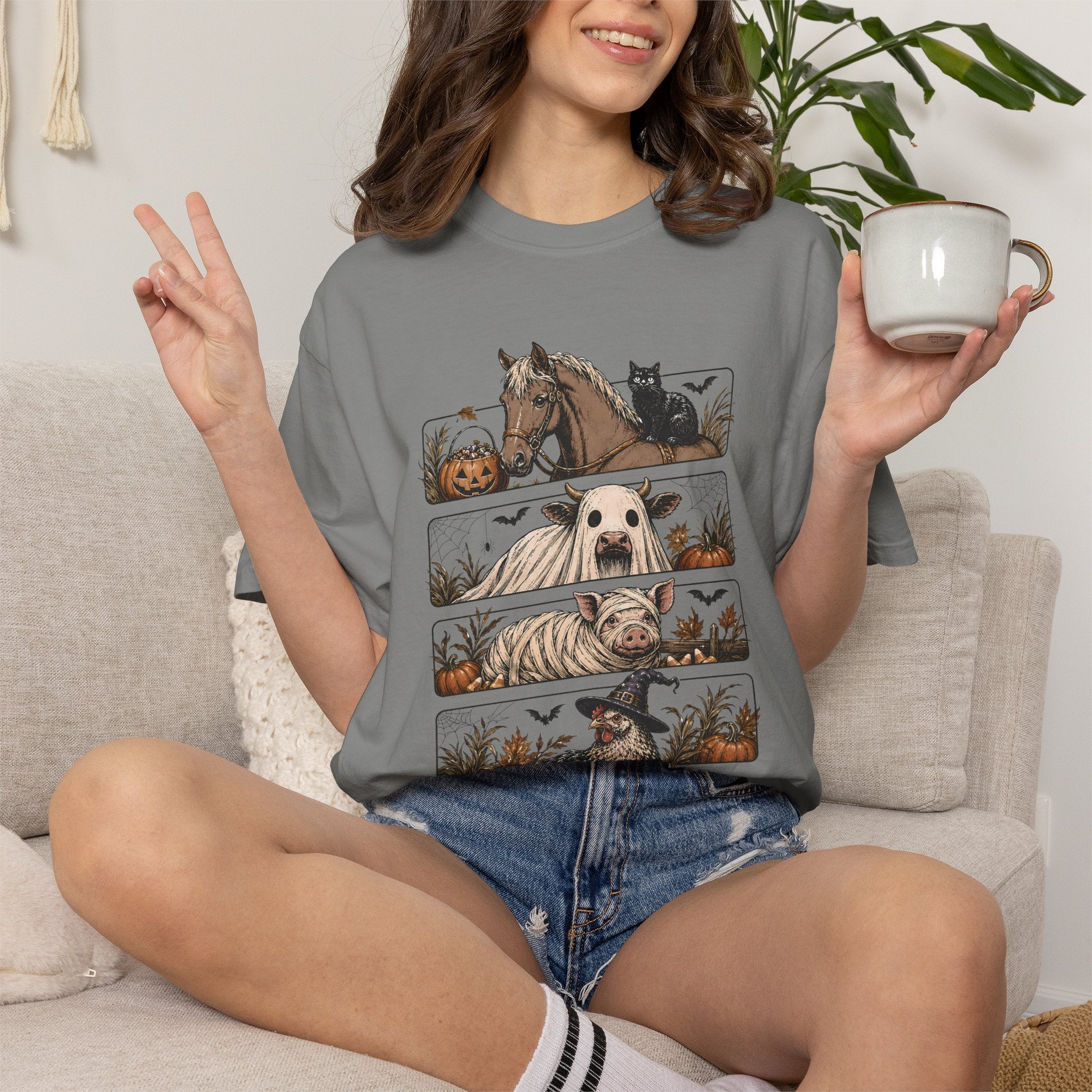 Halloween Farm Animals Adult Tee