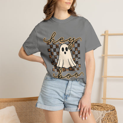 Hey Boo Checkered Tee