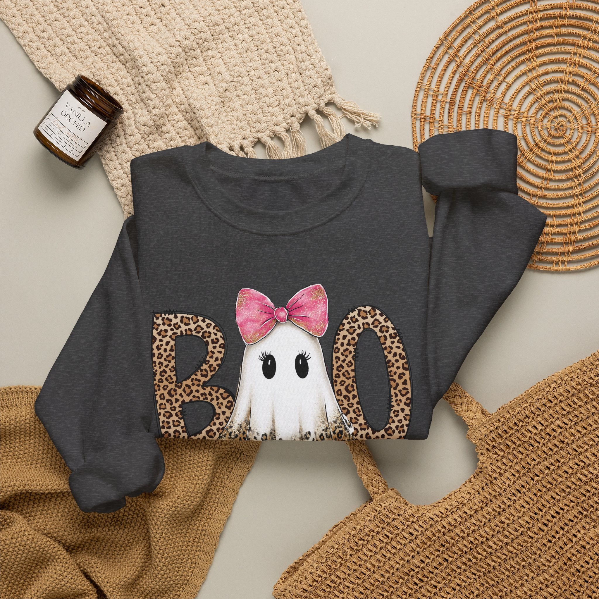 Leopard "Boo" Ghost Crewneck