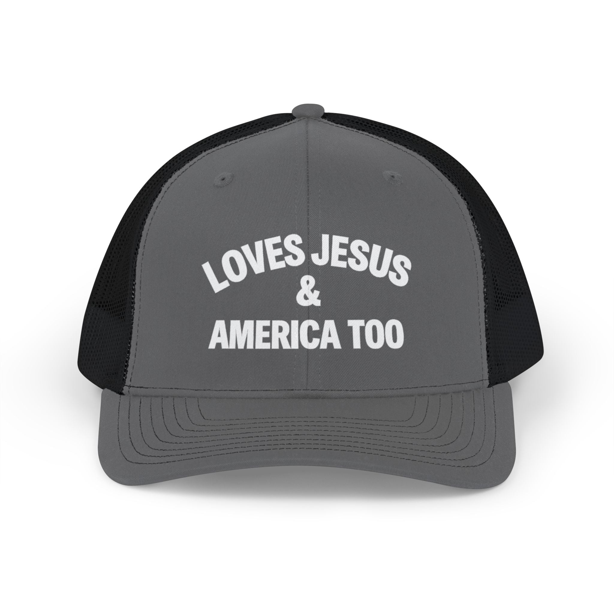 Loves Jesus & America Too Men Trucker Cap