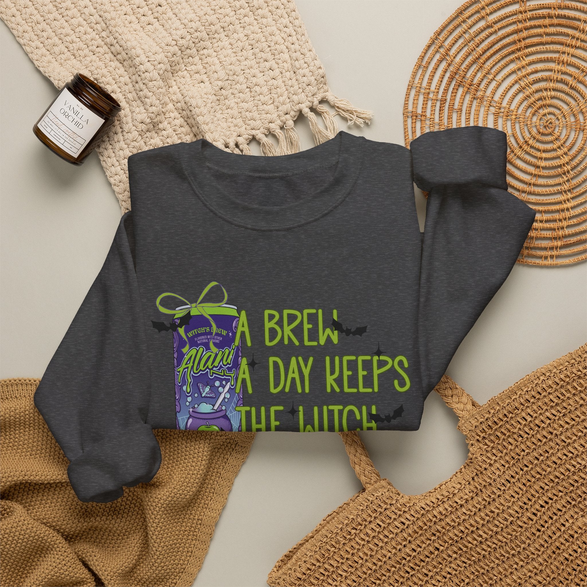 "A Brew A Day Keeps the Witch Away" Halloween Crewneck