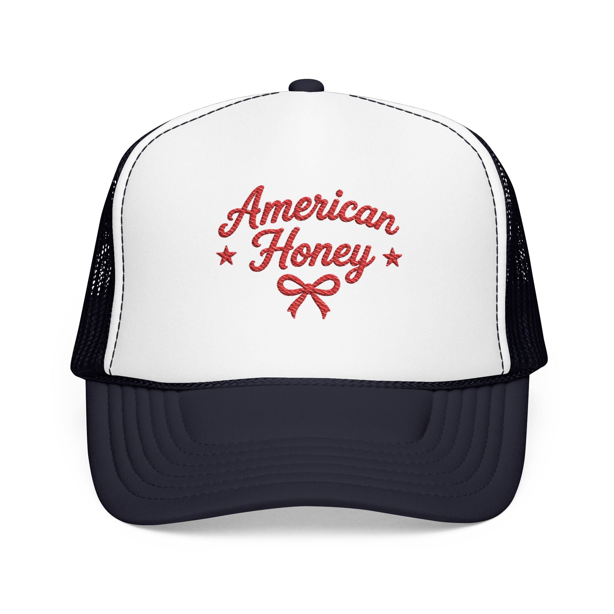 American Honey Embroidered Trucker Hat | Cute Patriotic Boutique Hat