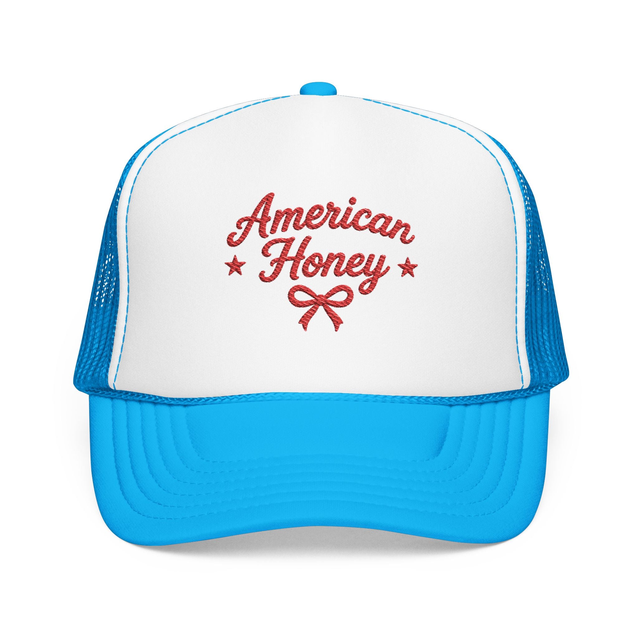 American Honey Embroidered Trucker Hat | Cute Patriotic Boutique Hat