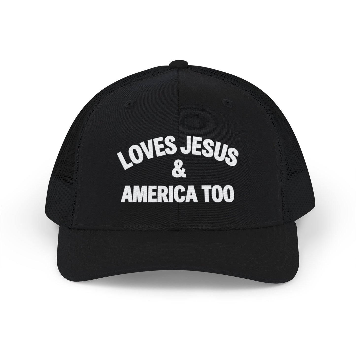 Loves Jesus & America Too Men Trucker Cap
