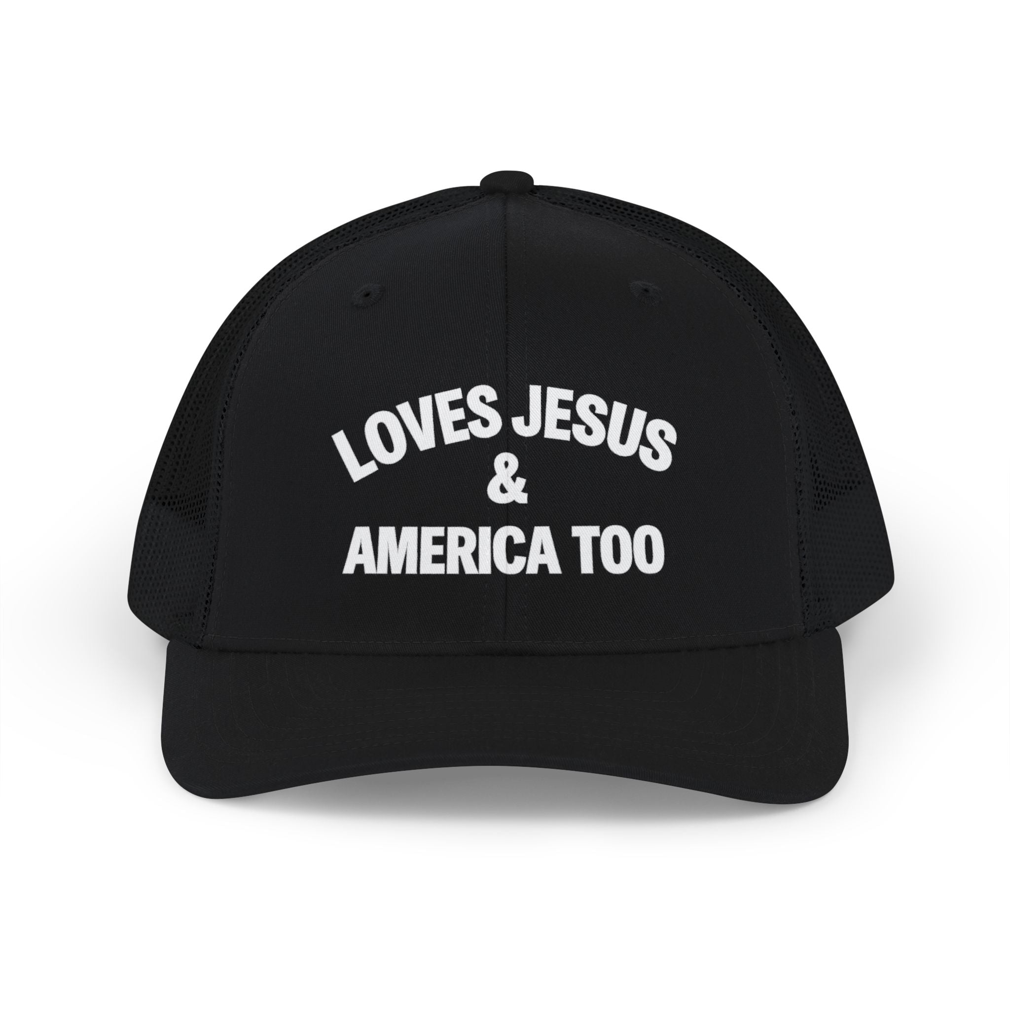 Loves Jesus & America Too Men Trucker Cap
