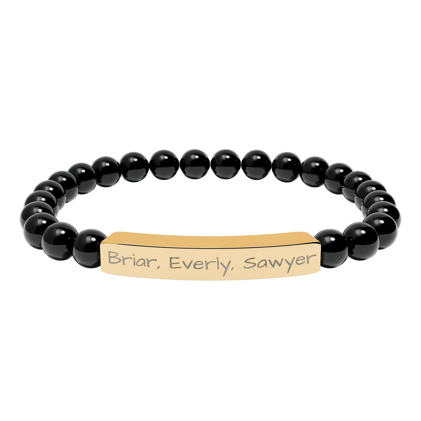 Personalized Kids Name Bracelet for Mom | Custom Beaded Bracelet | Engraved Name Bar | Mothers Day Gift