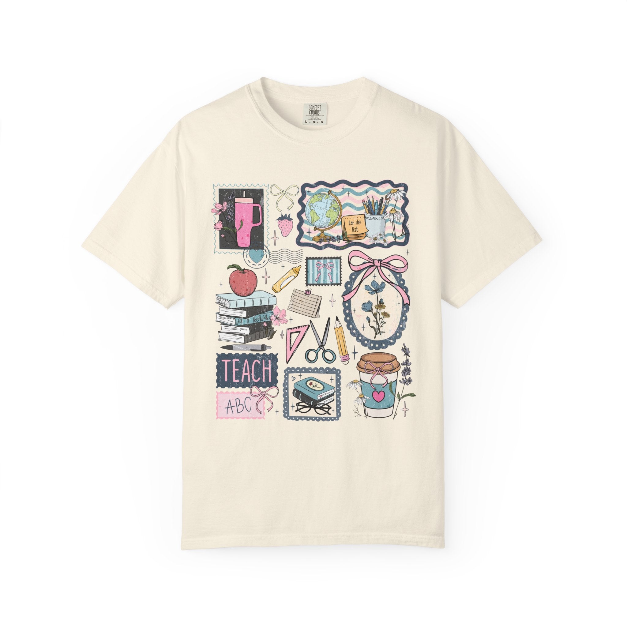 Teacher Graphic T-Shirt — Cute Classroom Icons: Teach, ABC, Apple, Books