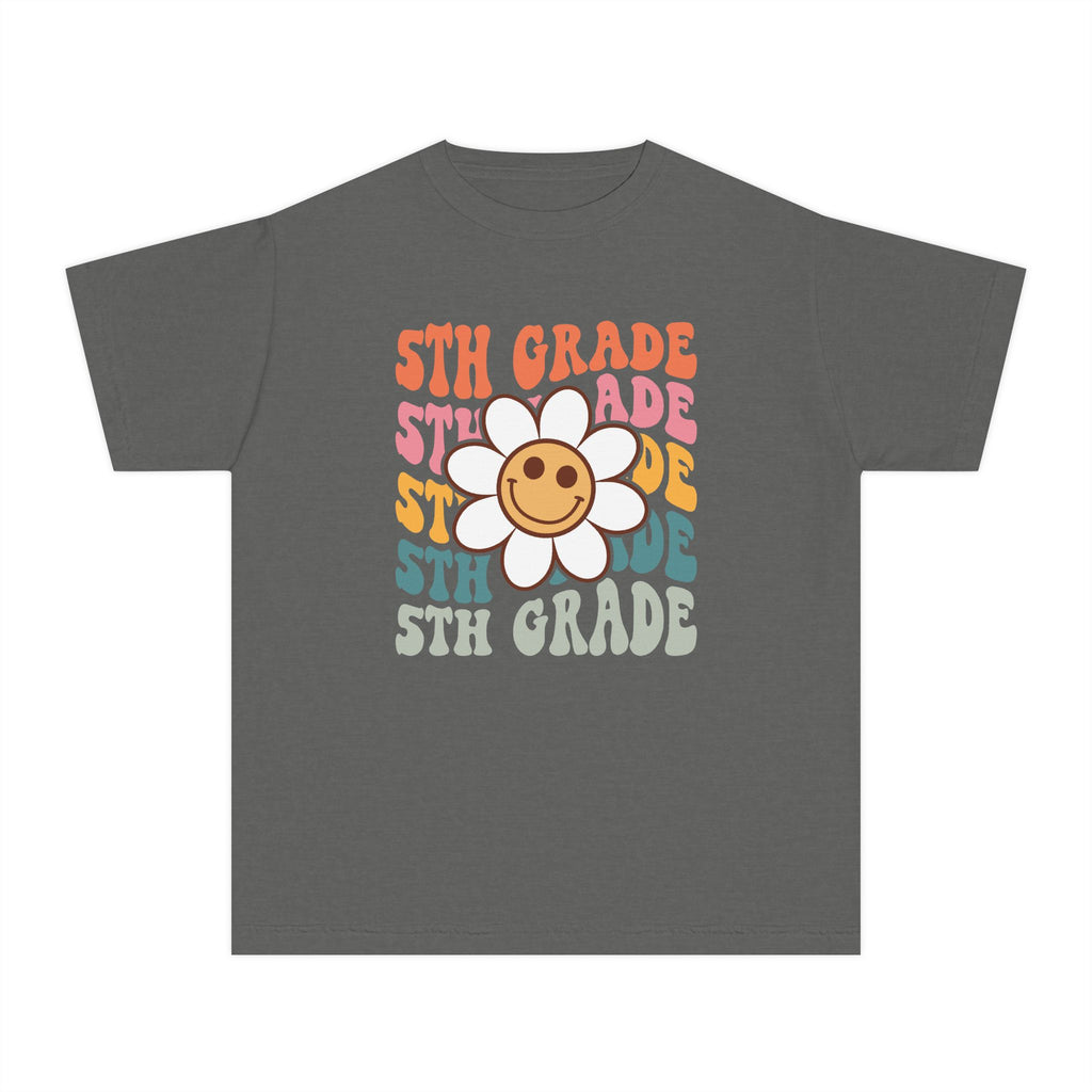 5th Grade Daisy Youth Tee — Retro Smiley Flower Back-to-School Shirt