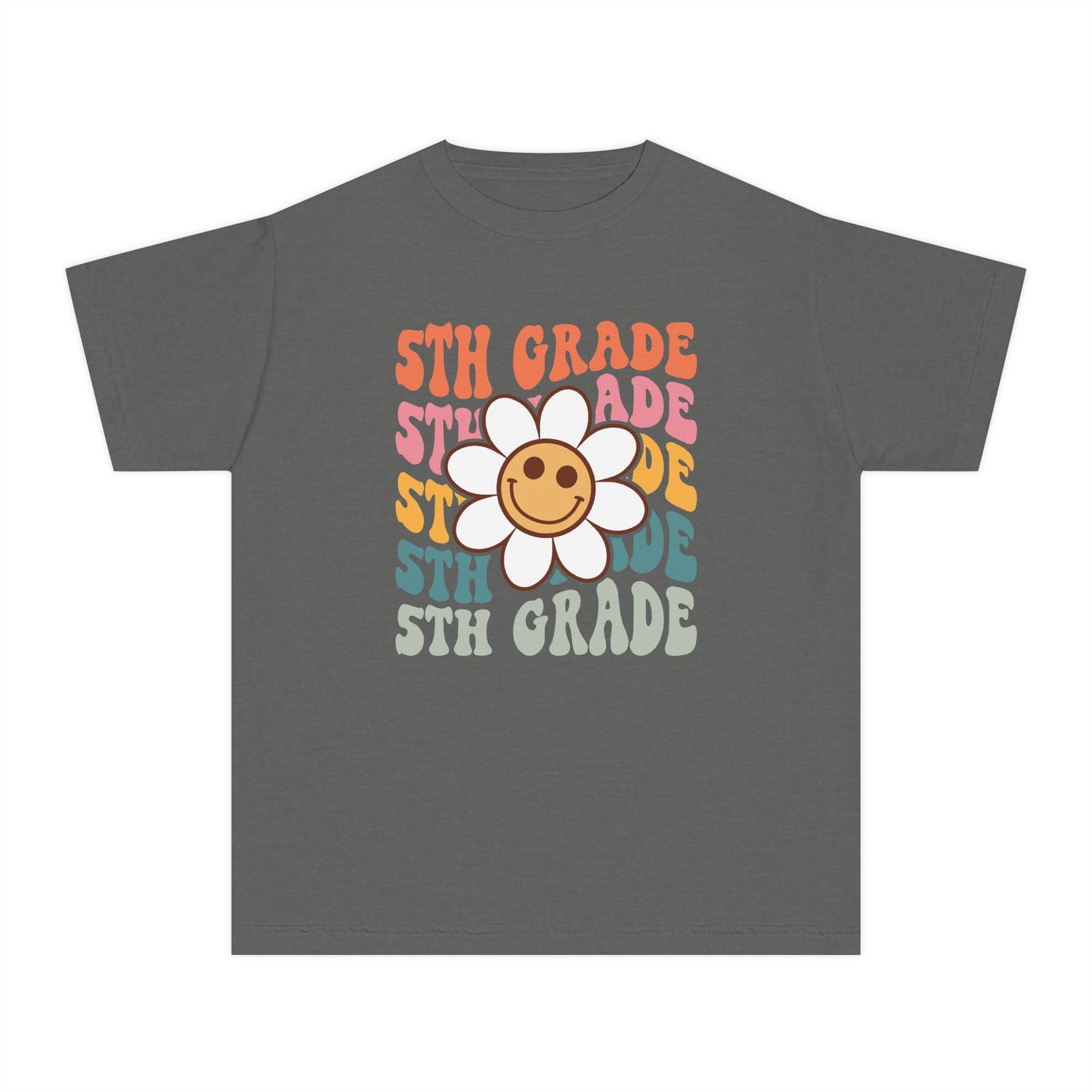5th Grade Daisy Youth Tee — Retro Smiley Flower Back-to-School Shirt