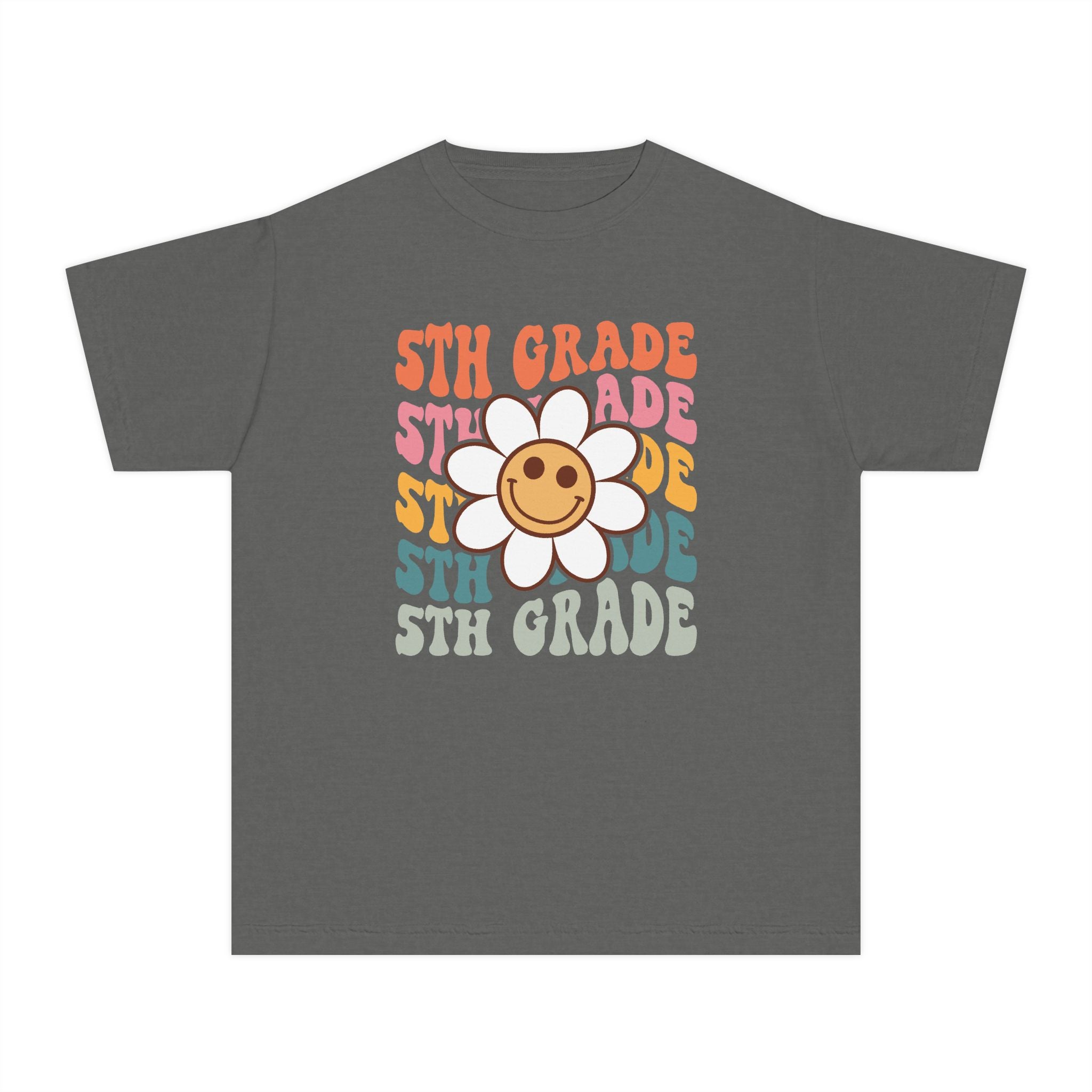 5th Grade Daisy Youth Tee — Retro Smiley Flower Back-to-School Shirt
