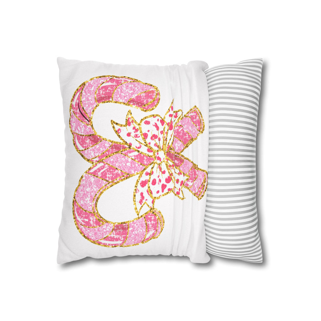 Pink Candy Cane Christmas Pillow