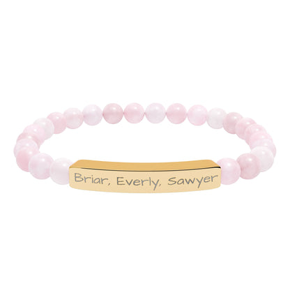 Personalized Kids Name Bracelet for Mom | Custom Beaded Bracelet | Engraved Name Bar | Mothers Day Gift