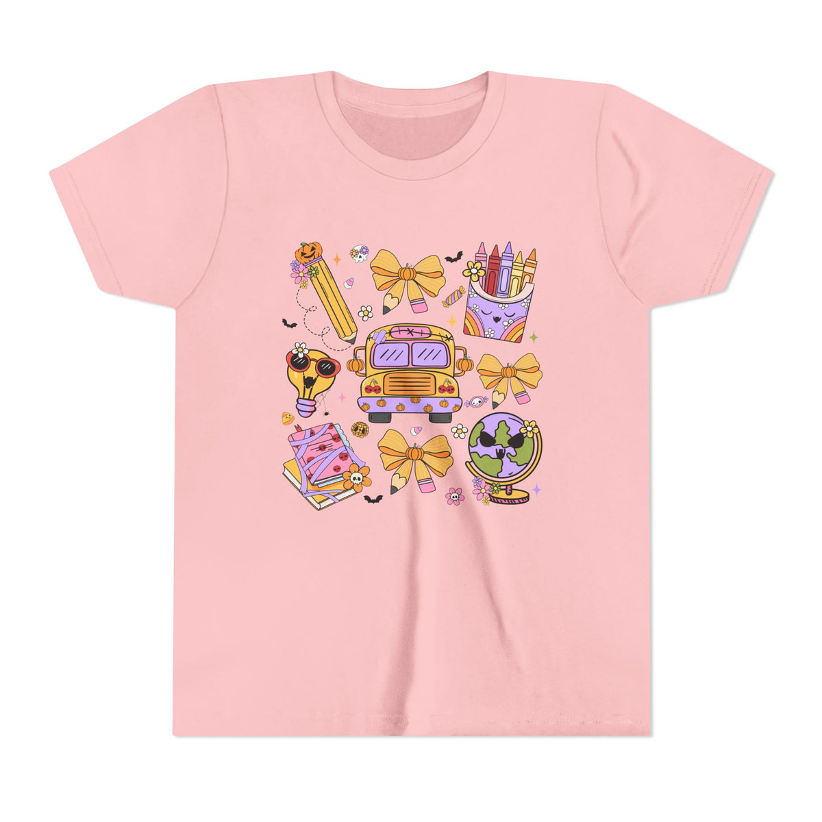 Cute Bus, Globe & Crayon Halloween Tee