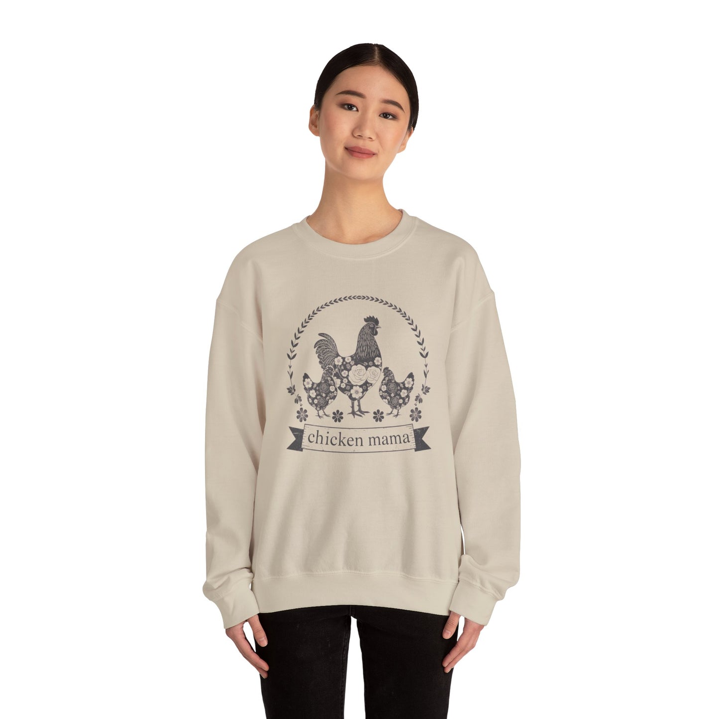 Chicken Mama illustration sweatshirt | hen flock floral design