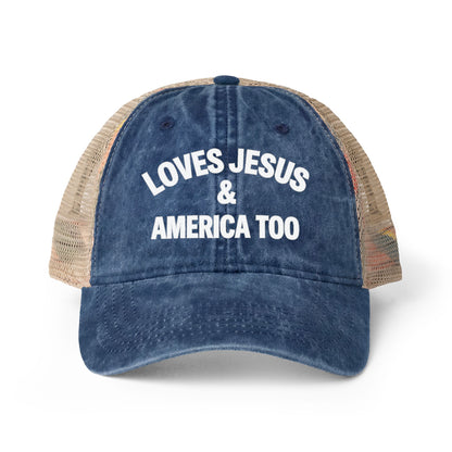 Loves Jesus & America Too Trucker Hat