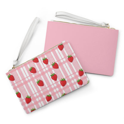 Strawberry Plaid Clutch Bag