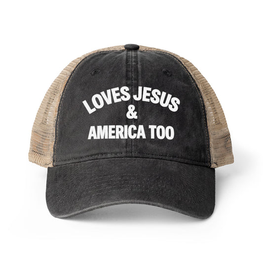 Loves Jesus & America Too Trucker Hat