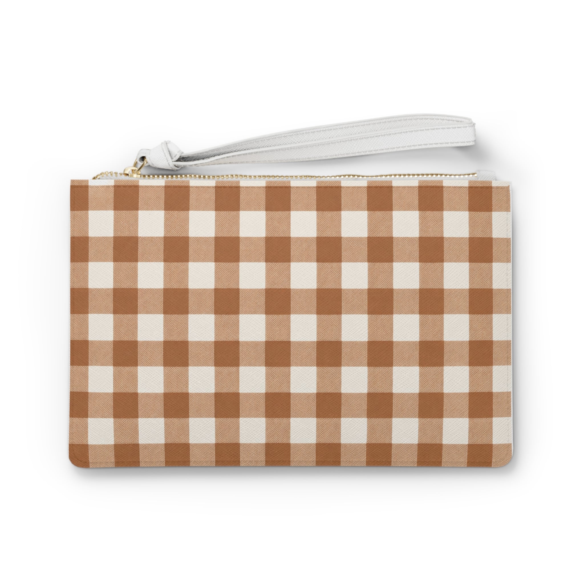 Brown Checkered Wristlet Wallet