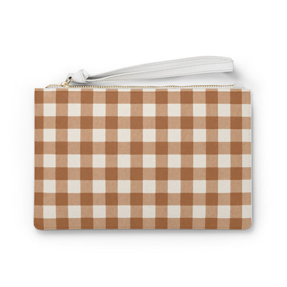Brown Checkered Wristlet Wallet