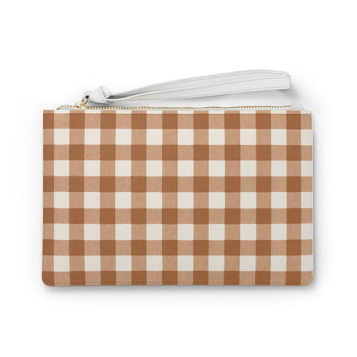 Brown Checkered Wristlet Wallet