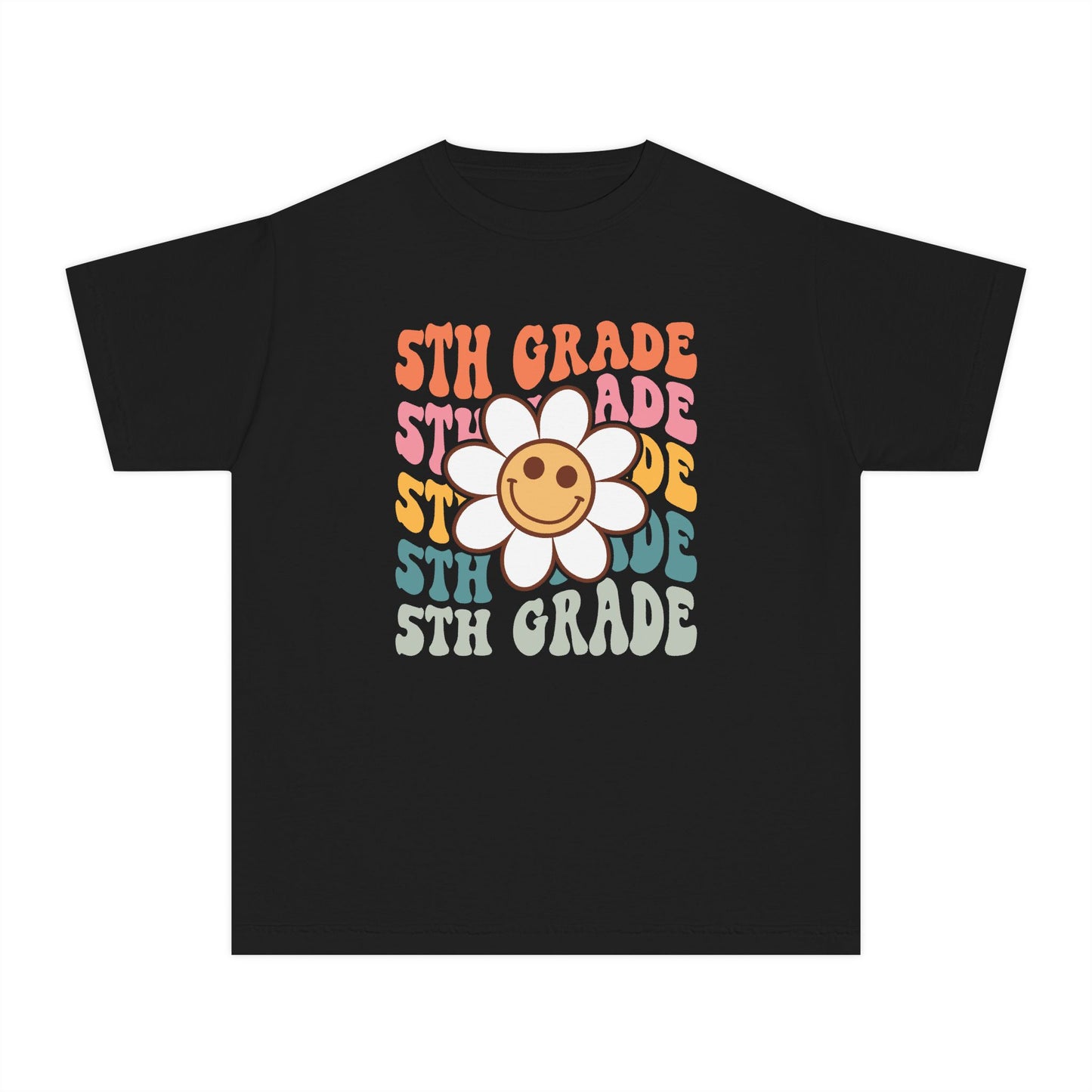 5th Grade Daisy Youth Tee — Retro Smiley Flower Back-to-School Shirt