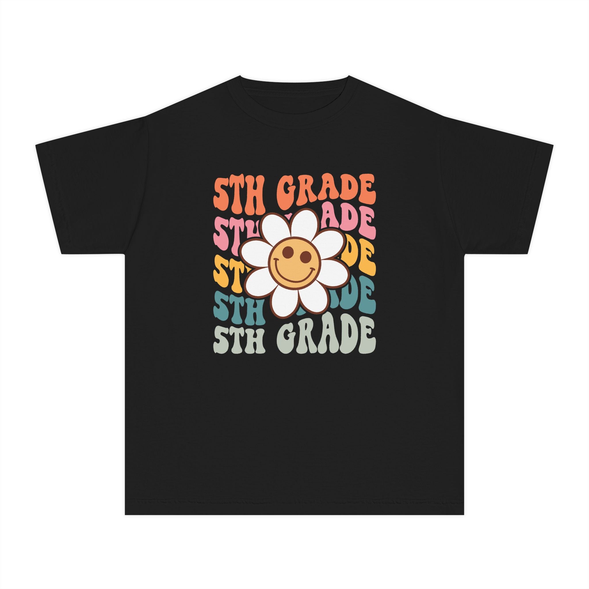 5th Grade Daisy Youth Tee — Retro Smiley Flower Back-to-School Shirt