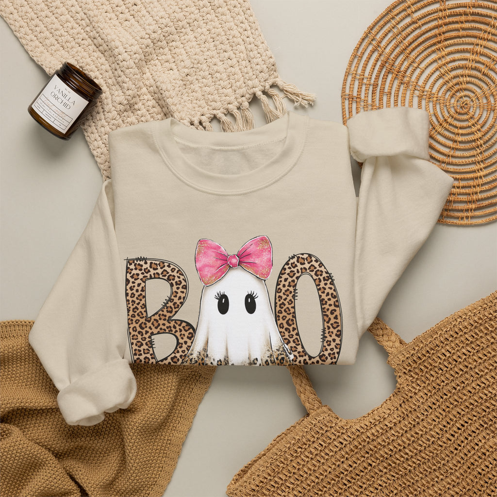 Leopard "Boo" Ghost Crewneck