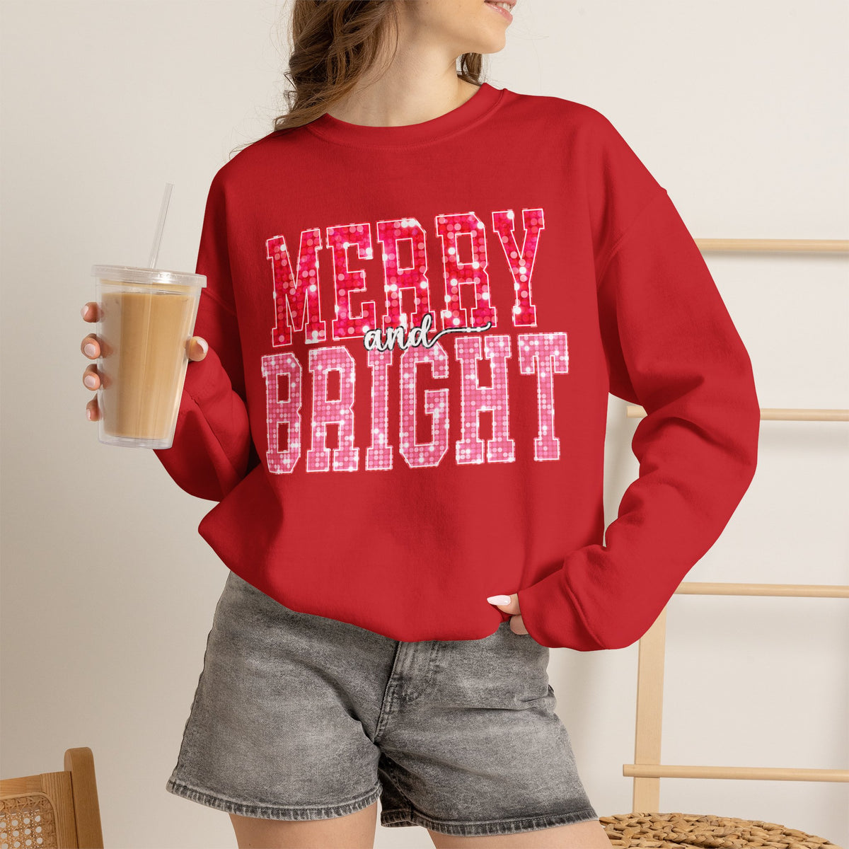 Merry and Bright Christmas Crewneck Sweatshirt