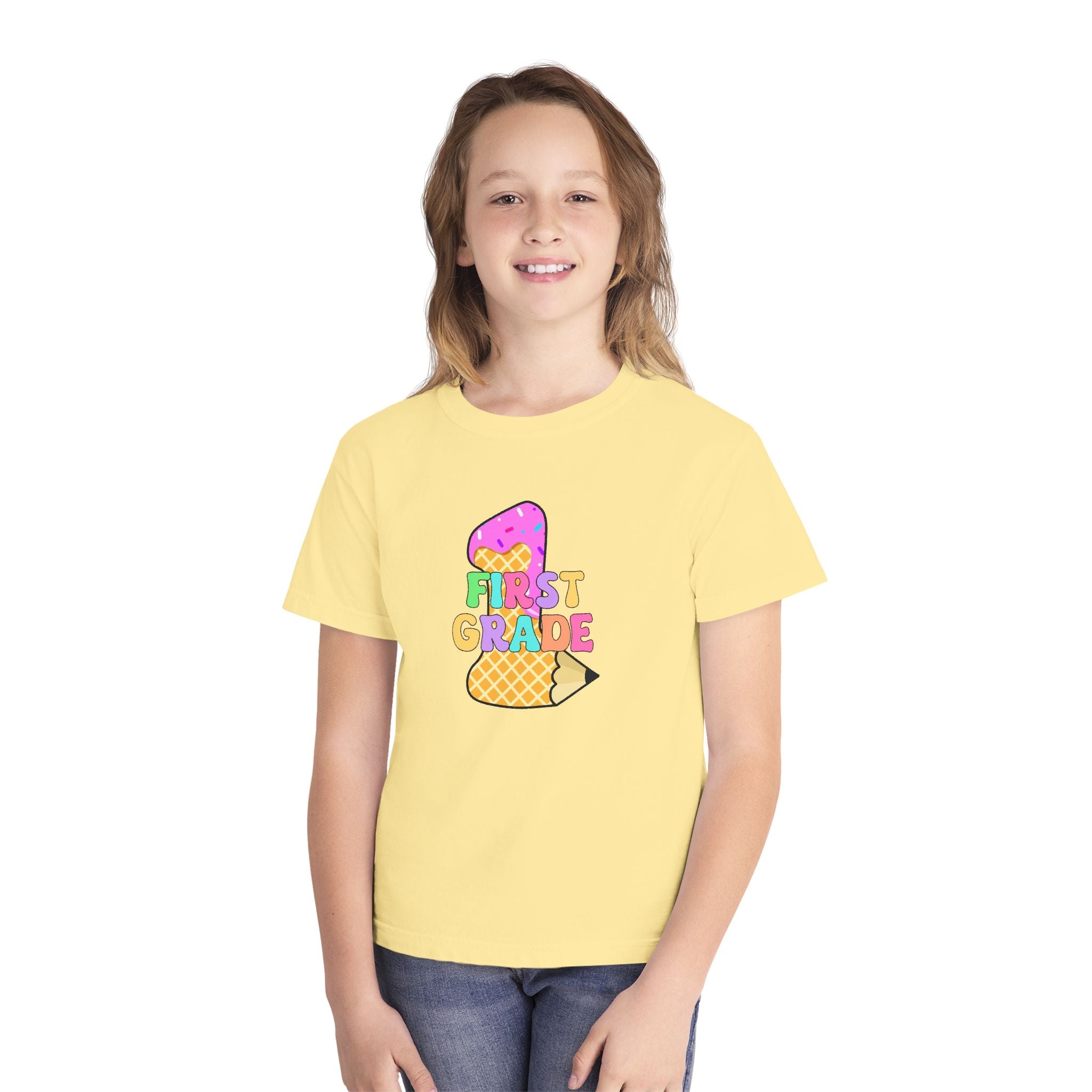 First Grade Ice Cream Pencil Youth Tee