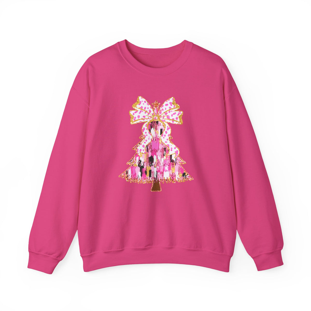 Pink Christmas Tree Crewneck Sweatshirt