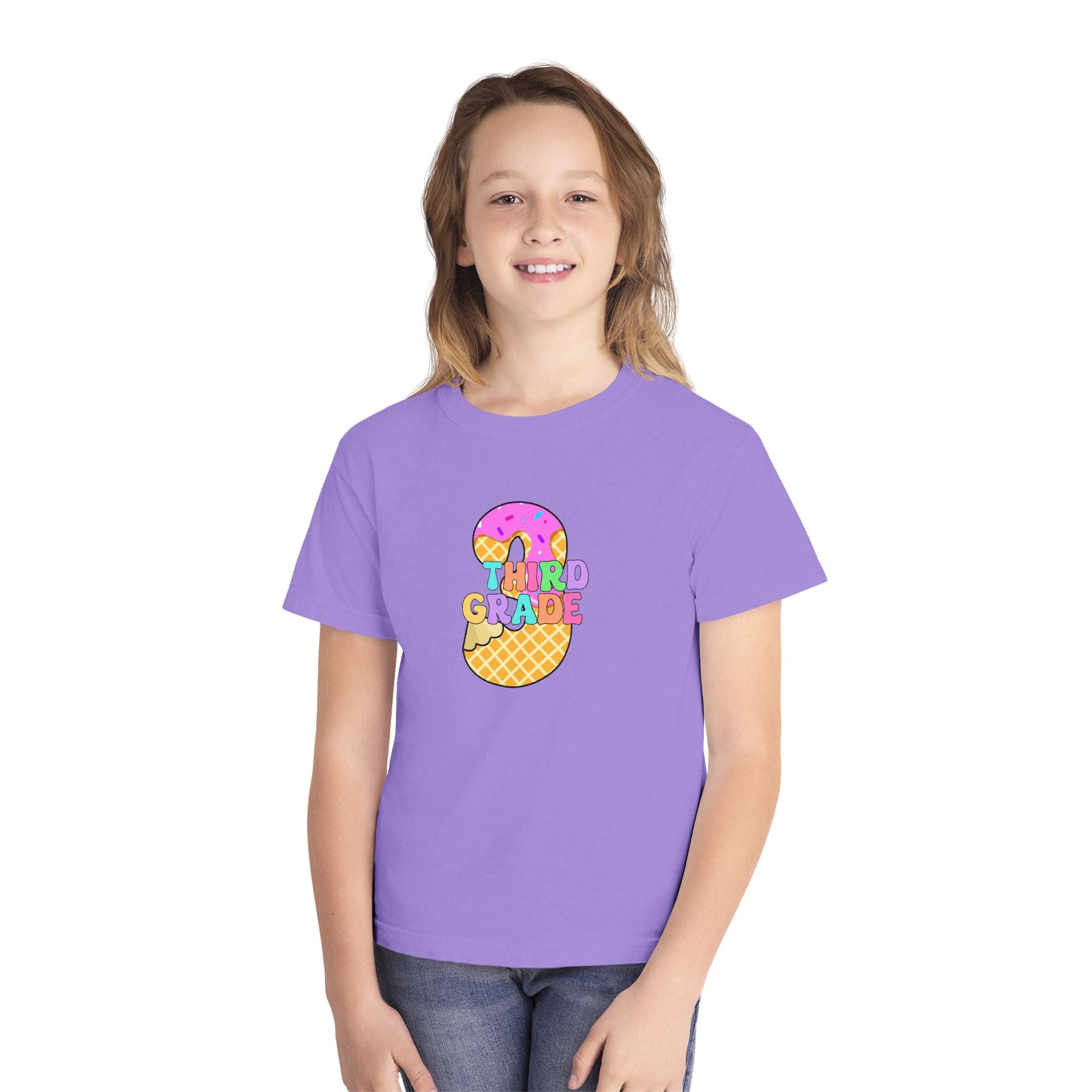 Third Grade Ice Cream Pencil Youth Tee