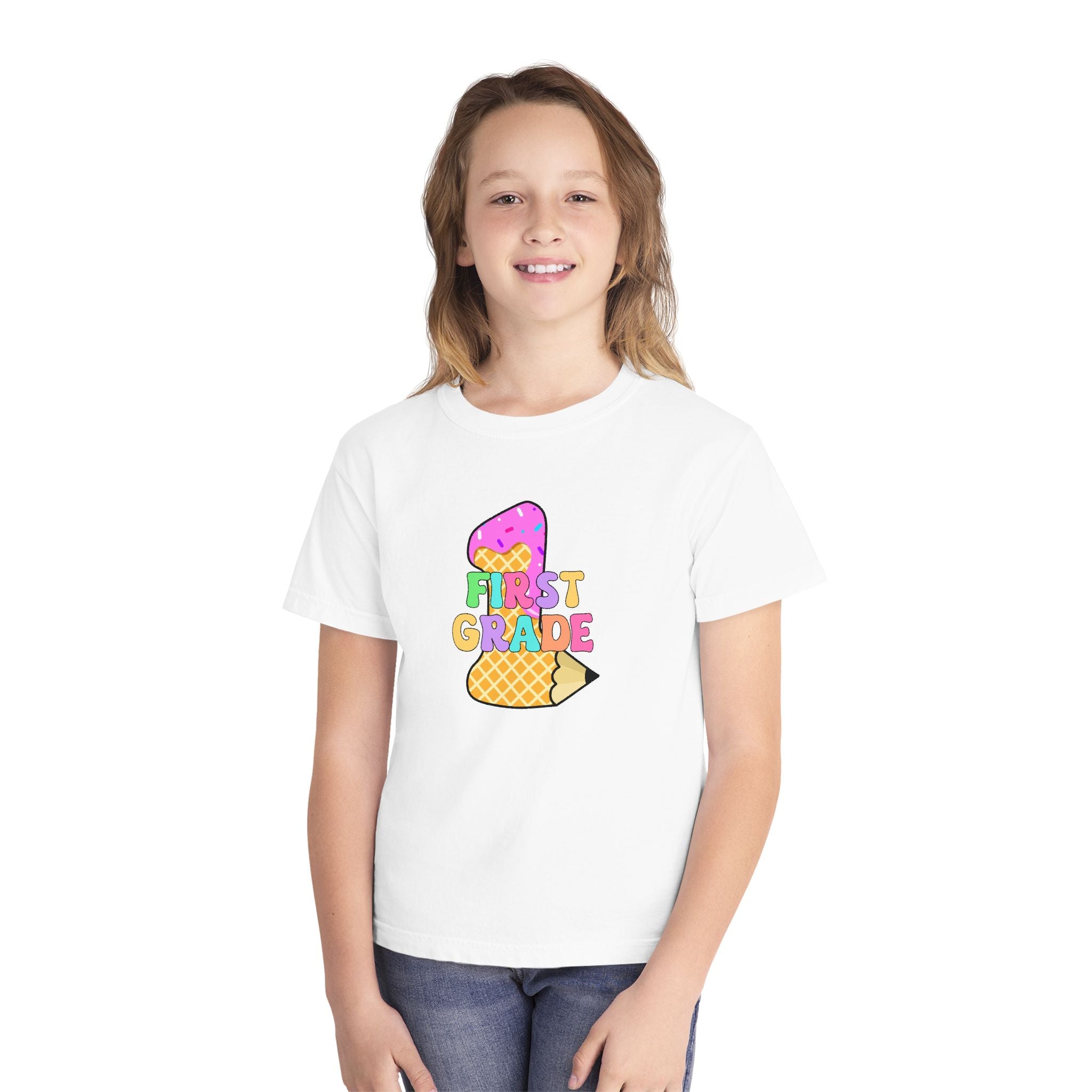 First Grade Ice Cream Pencil Youth Tee