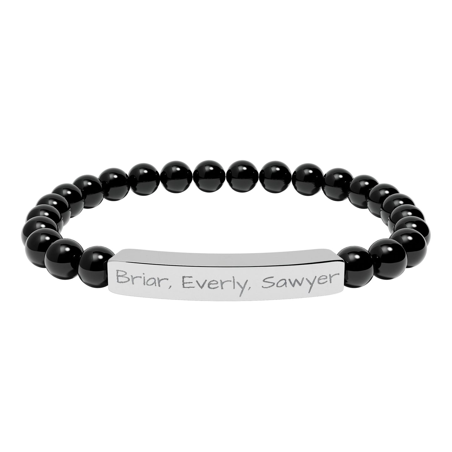 Personalized Kids Name Bracelet for Mom | Custom Beaded Bracelet | Engraved Name Bar | Mothers Day Gift