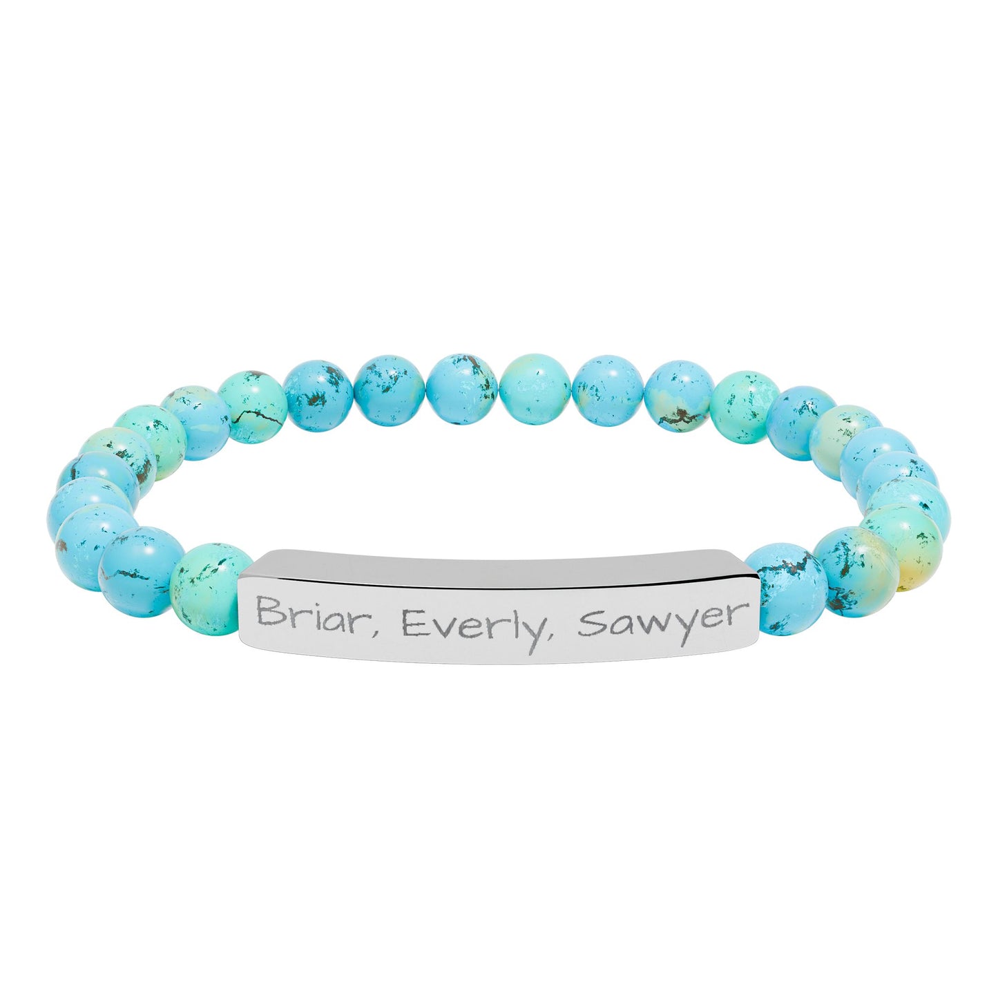 Personalized Kids Name Bracelet for Mom | Custom Beaded Bracelet | Engraved Name Bar | Mothers Day Gift