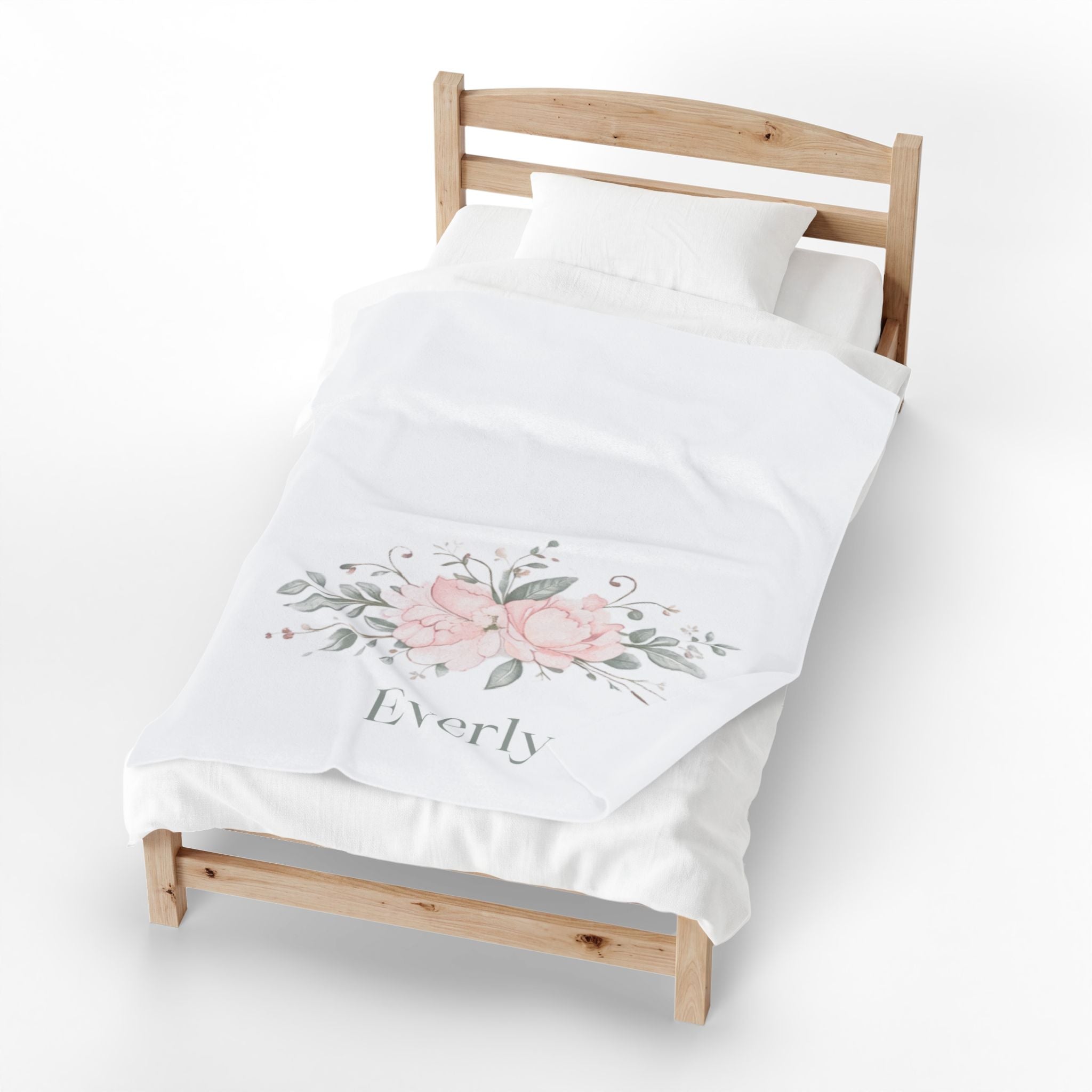 Personalized Velveteen Blanket - Pink Floral Name Blanket
