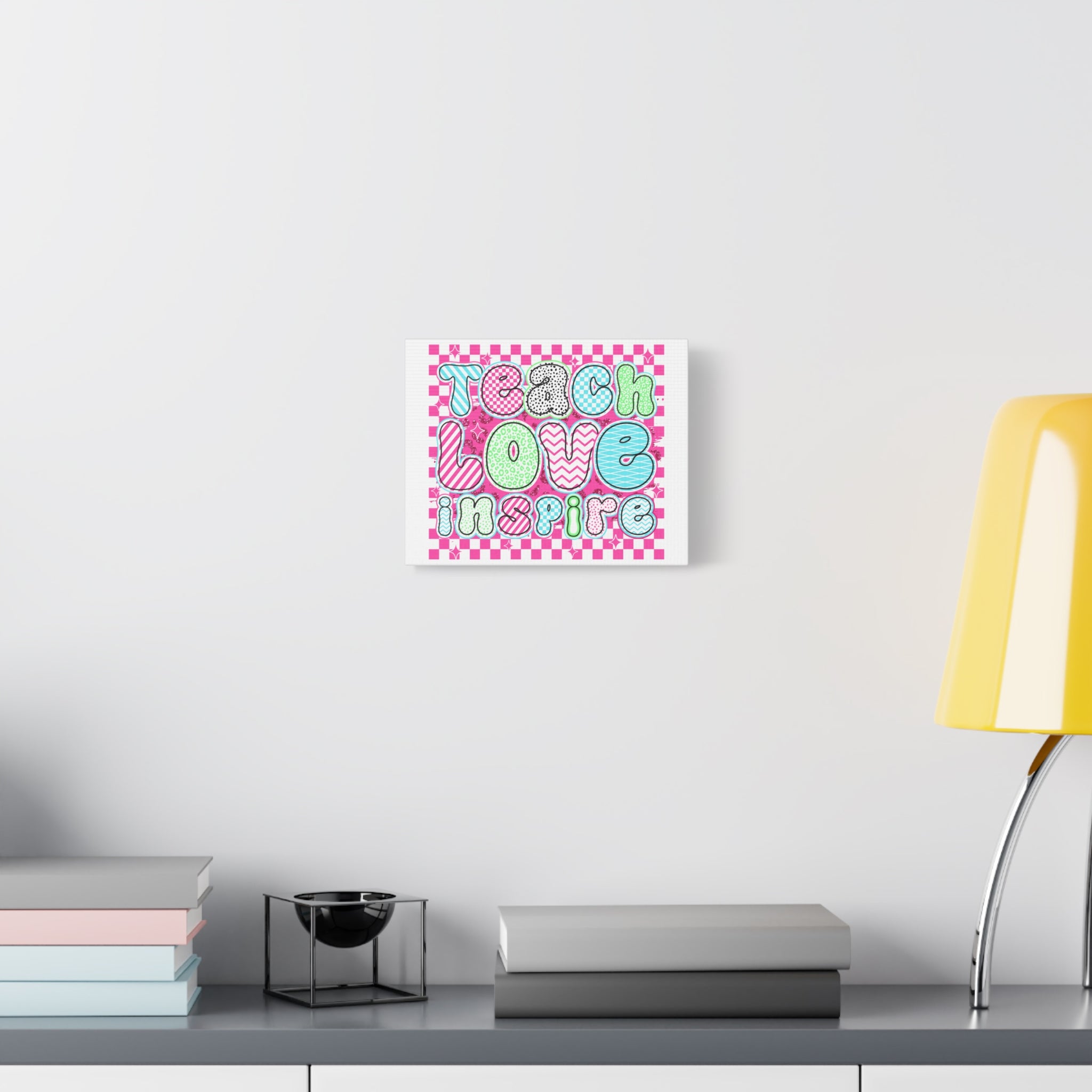 Teach Love Inspire Canvas Wall Art — Colorful Classroom Teacher Decor