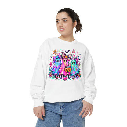 Colorful Cute Ghost Trio Halloween Crewneck