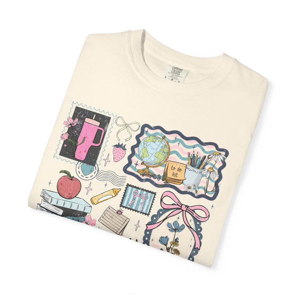 Teacher Graphic T-Shirt — Cute Classroom Icons: Teach, ABC, Apple, Books