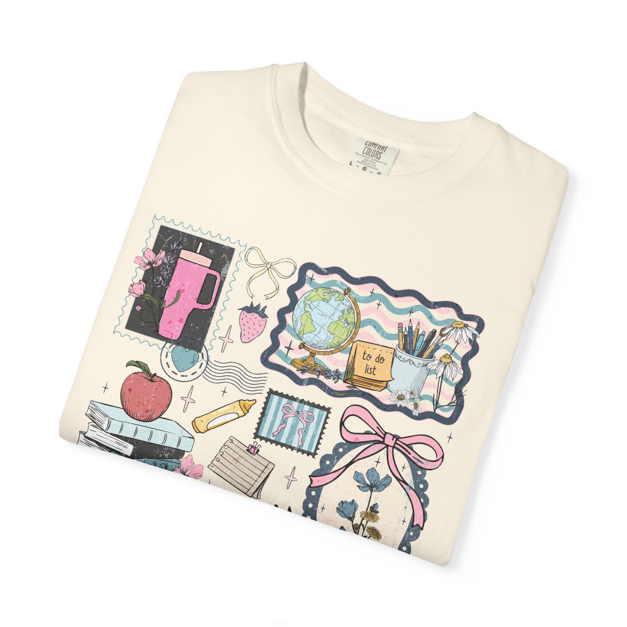 Teacher Graphic T-Shirt — Cute Classroom Icons: Teach, ABC, Apple, Books