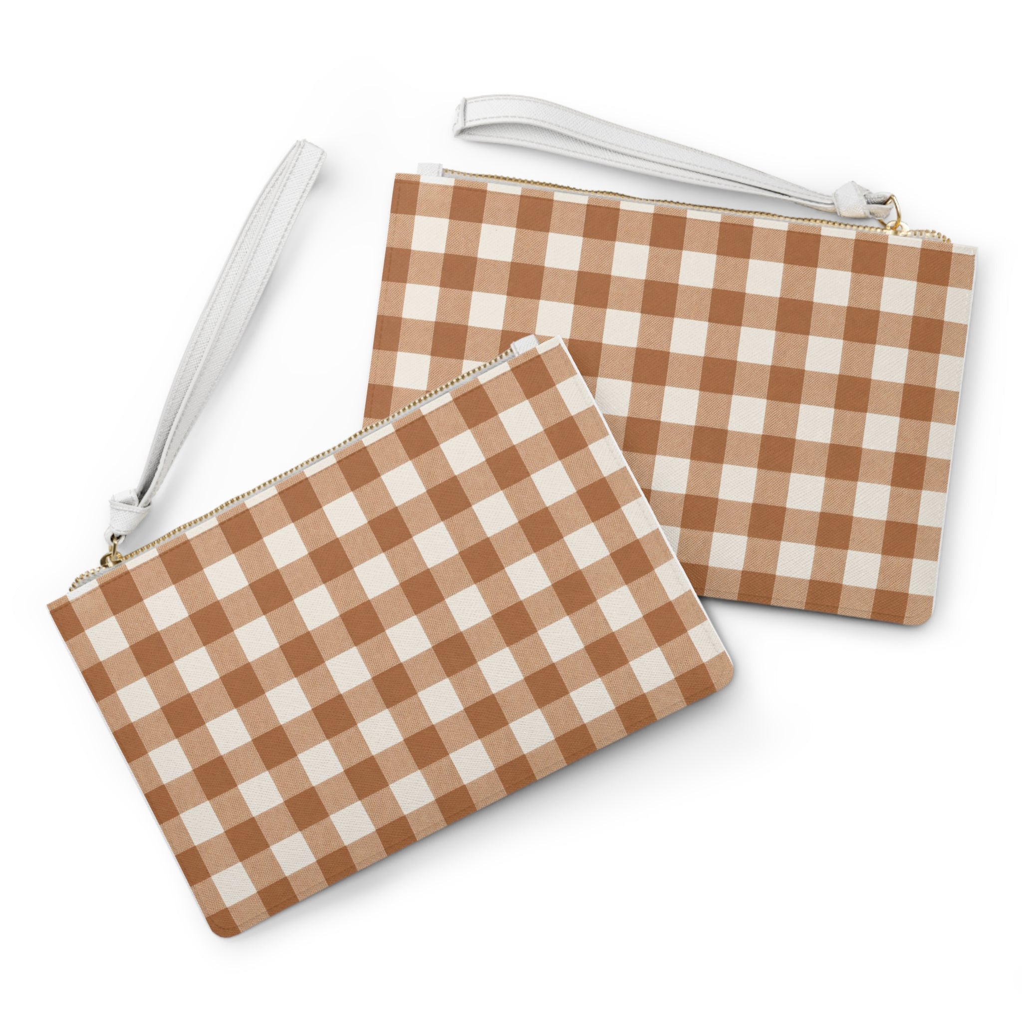 Brown Checkered Wristlet Wallet