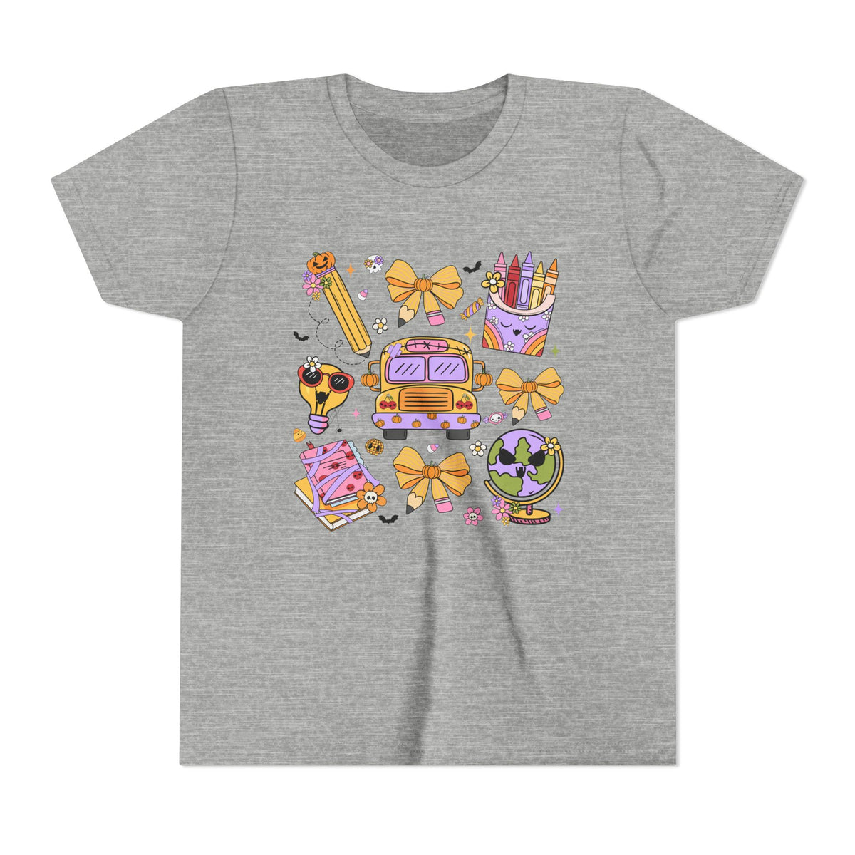 Cute Bus, Globe & Crayon Halloween Tee