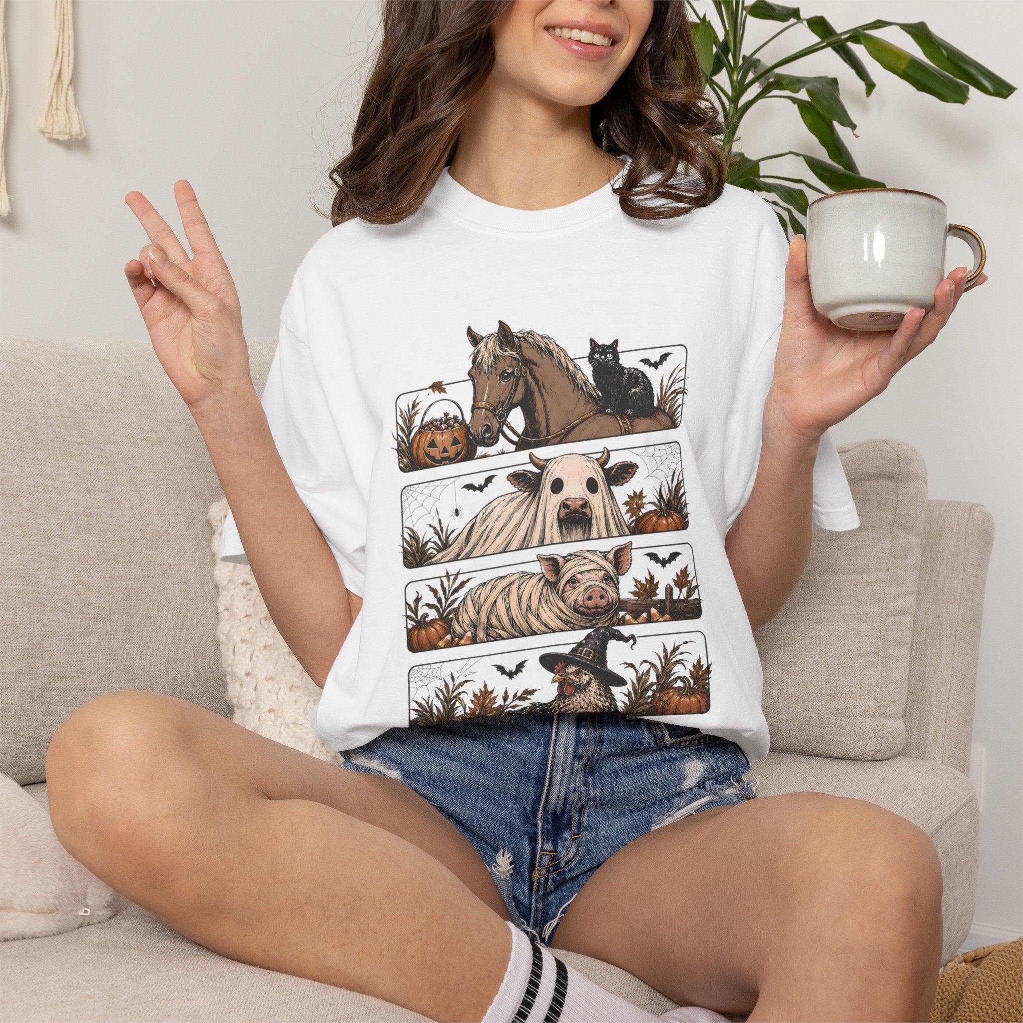 Halloween Farm Animals Adult Tee