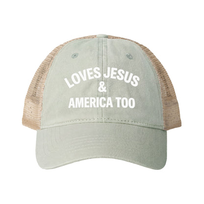 Loves Jesus & America Too Trucker Hat