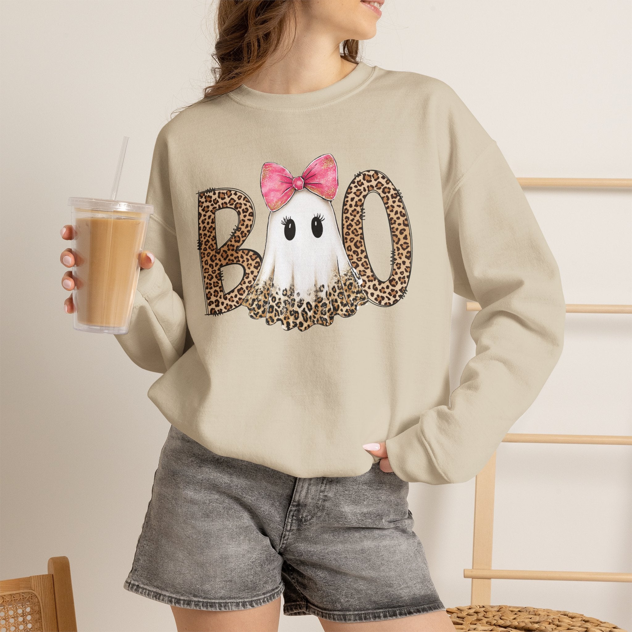 Leopard "Boo" Ghost Crewneck