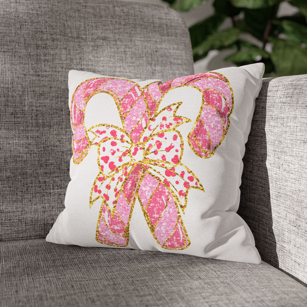 Pink Candy Cane Christmas Pillow