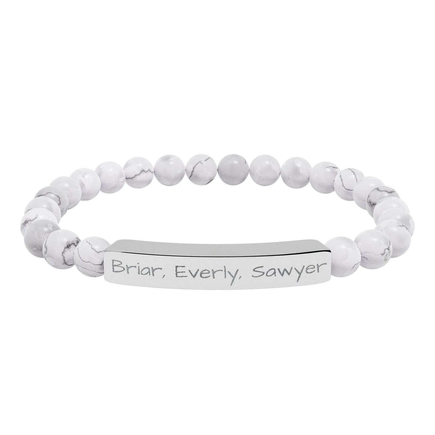 Personalized Kids Name Bracelet for Mom | Custom Beaded Bracelet | Engraved Name Bar | Mothers Day Gift